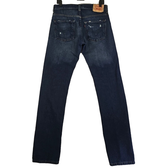 Levi's 511 ~Men's 32X34~ Dark Blue Denim Distressed Jeans Skinny. - Picture 6 of 15